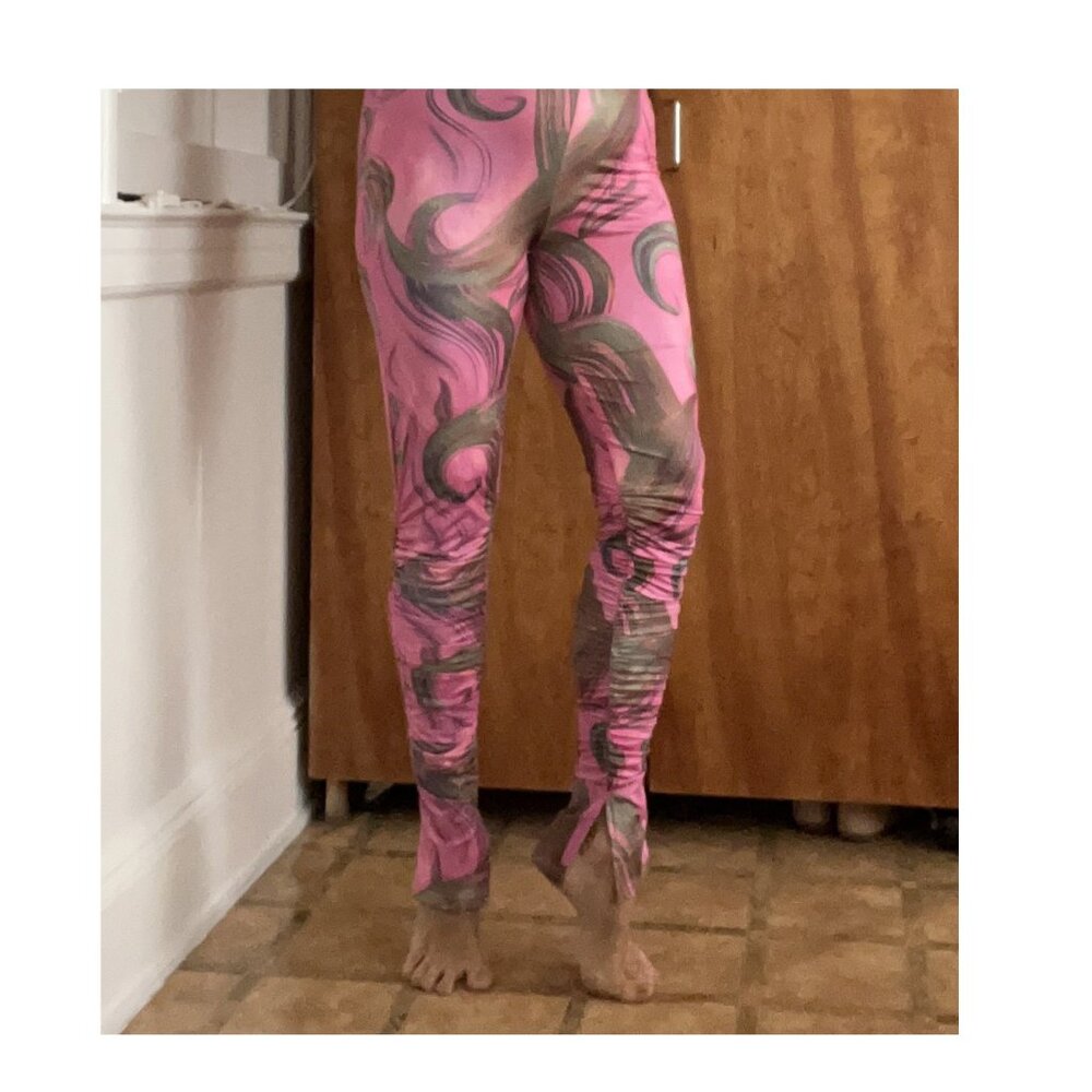 Multi-Colored Satin-like Leggings